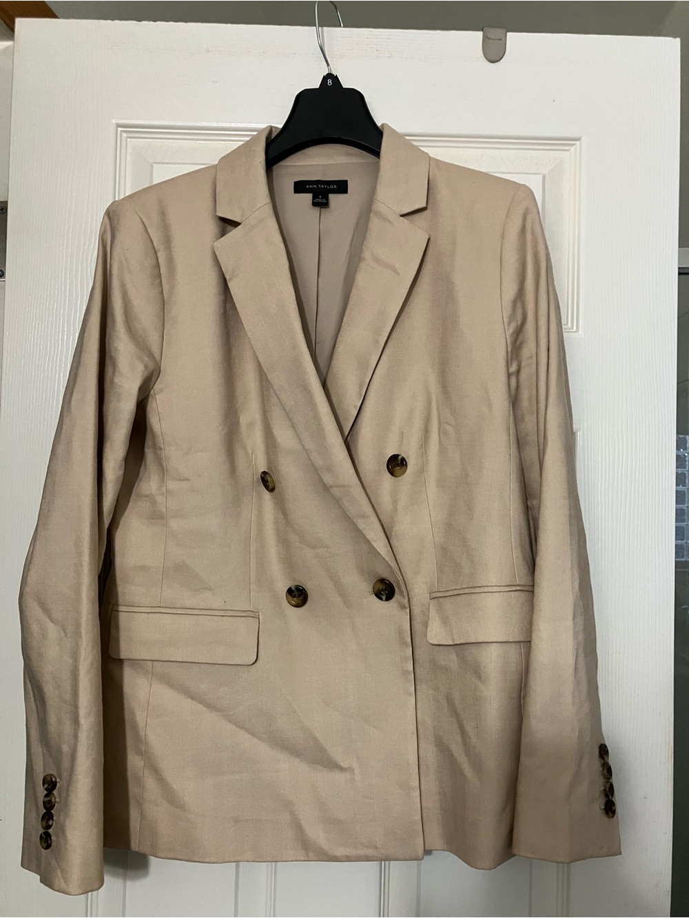 Ann Taylor Double-Breasted Tan Suit - Includes Blazer, Slacks,  skirt w/belt